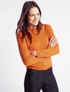 Marks & Spencer Cashmilon&trade; Button Front Cardigan Hot Bronze