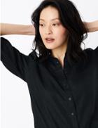Marks & Spencer Pure Linen Button Detailed Shirt Black