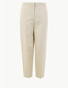 Marks & Spencer Linen Rich Straight Ankle Grazer Trousers Stone