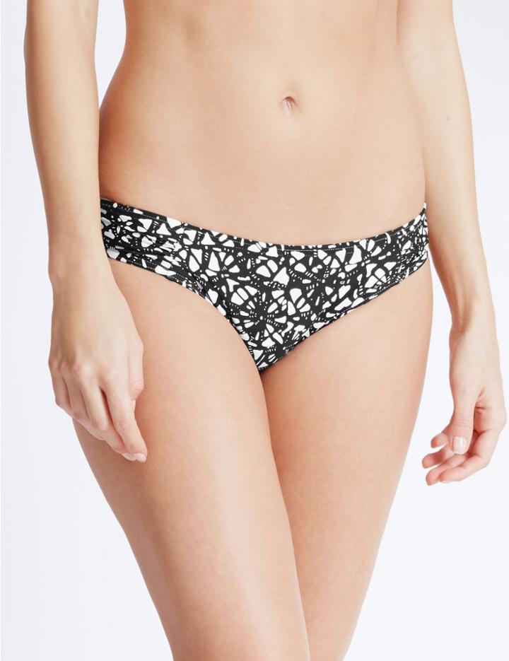Marks & Spencer Printed Hipster Bikini Bottoms Black/white