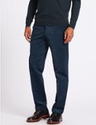 Marks & Spencer Tailored Fit Cotton Rich Corduroy Trousers Teal
