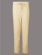 Marks & Spencer Leather Tapered Leg Trousers Cream