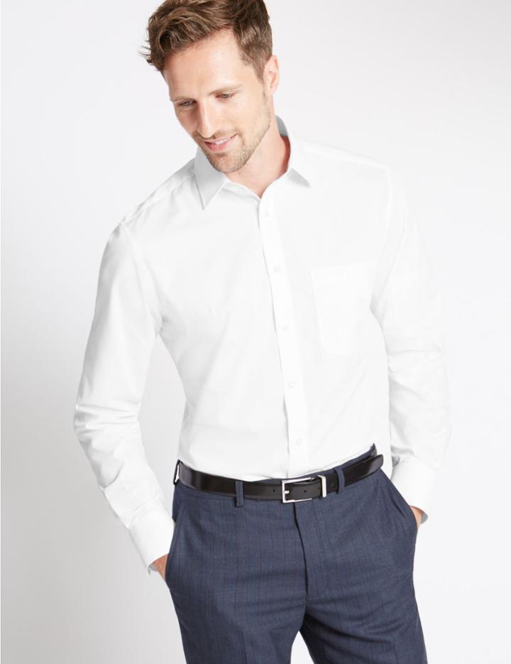 Marks & Spencer Easy To Iron Tailored Fit Shirt With Pocket White