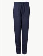 Marks & Spencer Linen Rich Jersey Peg Trousers Navy
