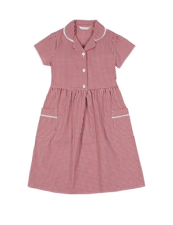 Marks & Spencer Plus Gingham Pure Cotton Dress (2-14 Years) Red