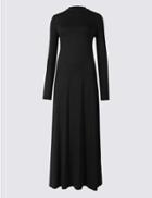 Marks & Spencer Jersey Turtle Neck Tunic Maxi Dress Black