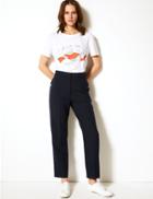 Marks & Spencer Evie Straight Leg 7/8th Trousers Dark Navy