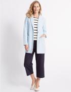 Marks & Spencer Textured Single Breasted Coat Ice Blue