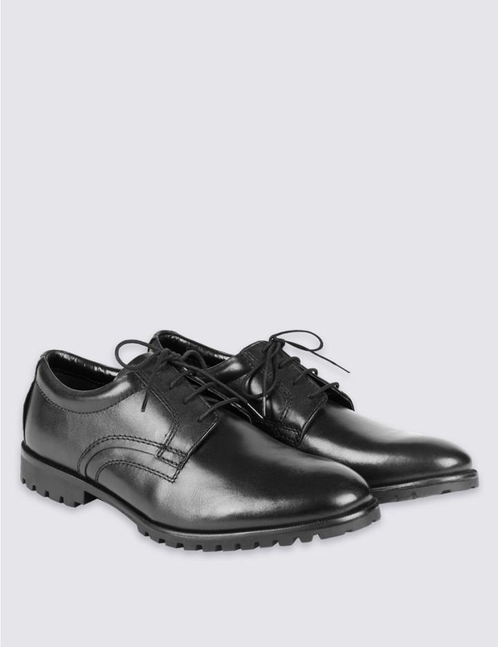 Marks & Spencer Leather Derby Lace-up Shoes Black