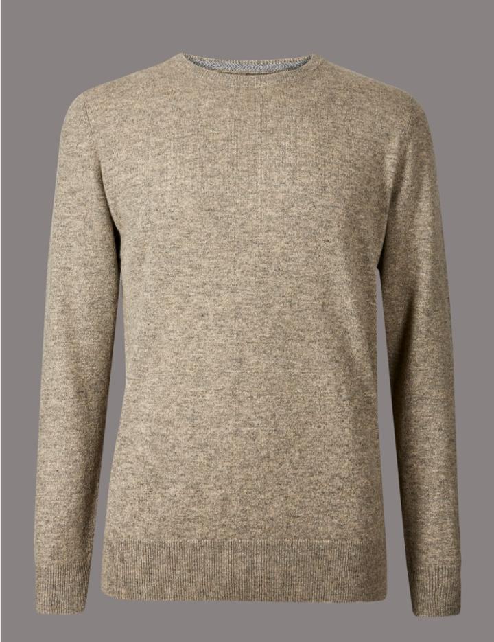 Marks & Spencer Pure Cashmere Crew Neck Jumper Stone