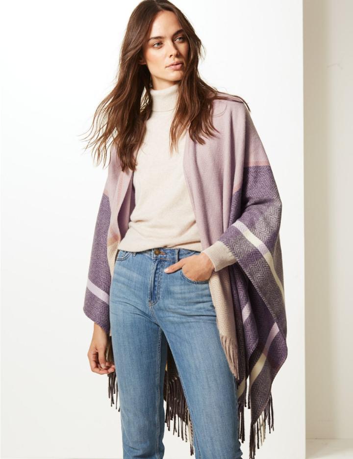 Marks & Spencer Textured Herringbone Wrap Lilac Mix
