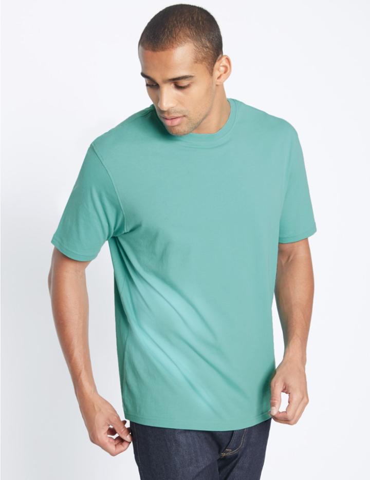 Marks & Spencer Pure Cotton Slim Fit T-shirt With Staynew&trade; Sea Green