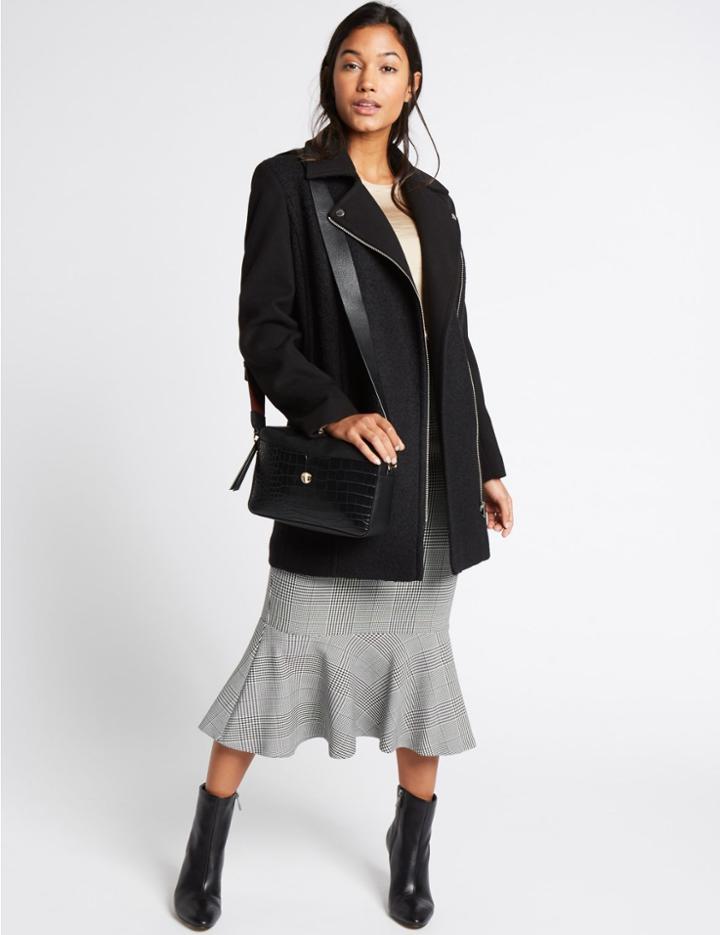 Marks & Spencer Faux Leather Stud Across Body Bag Black Mix