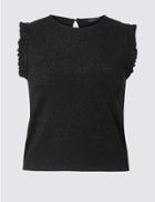 Marks & Spencer Sparkly Cropped Sleeveless Top Black Mix
