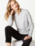 Marks & Spencer Embellished Round Neck Jumper Silver Grey