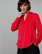 Marks & Spencer Satin Long Sleeve Shirt Chilli