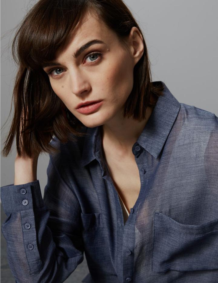 Marks & Spencer Sheer Oversized Button Detailed Shirt Denim
