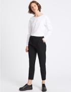 Marks & Spencer Striped Tapered Leg Trousers Indigo Mix