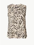 Marks & Spencer Petite Animal Print V-neck Shell Top Ivory Mix