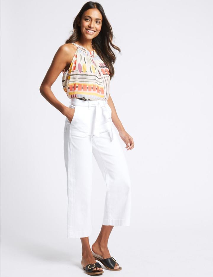Marks & Spencer Mid Rise Culotte Jeans Soft White