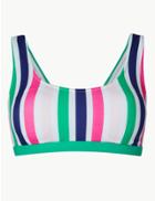 Marks & Spencer Striped Scoop Neck Bikini Top Pink Mix