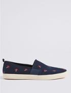 Marks & Spencer Embroidered Slip-on Pump Shoes Navy Mix