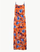 Marks & Spencer Pure Cotton Floral Print Slip Maxi Dress Orange Mix