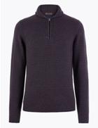 Marks & Spencer Half Zip Shawl Neck Jumper Denim