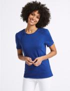 Marks & Spencer Pure Cotton Round Neck Short Sleeve T-shirt Cobalt