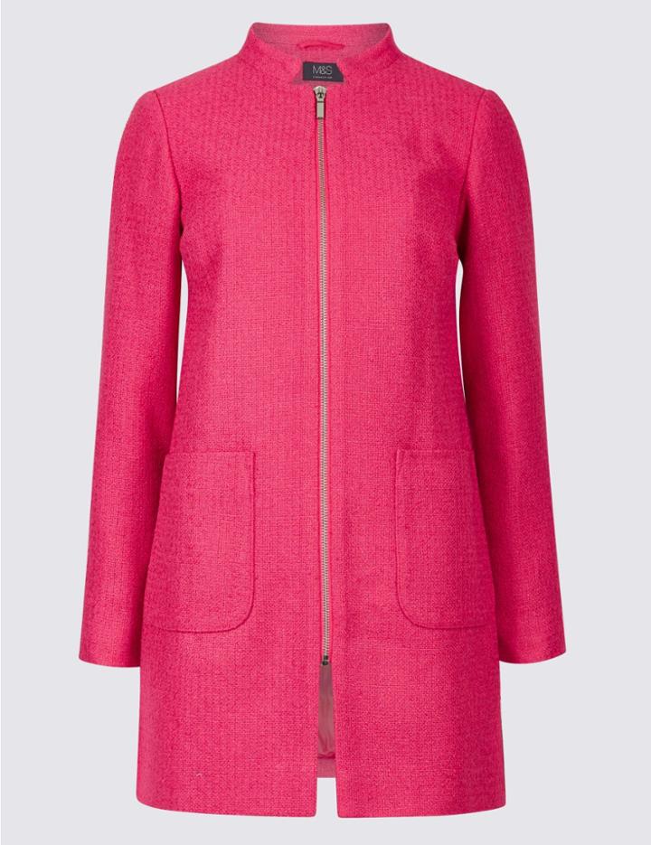 Marks & Spencer Petite Textured Zipped Coat Lipstick