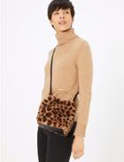 Marks & Spencer Faux Fur Leopard Print Cross Body Bag Brown