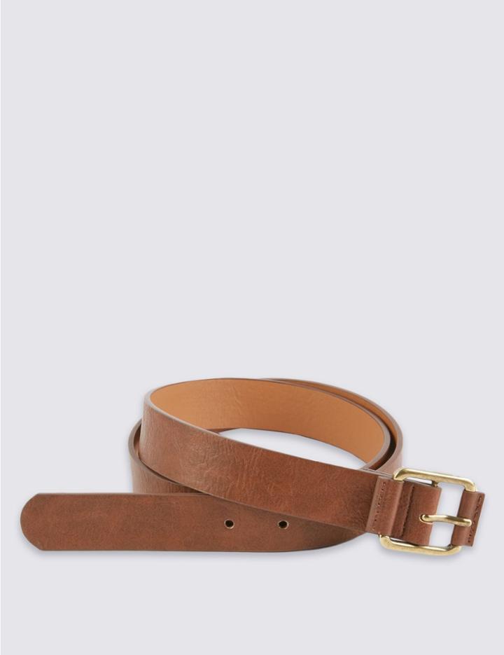 Marks & Spencer Faux Leather Casual Jeans Hip Belt Tan