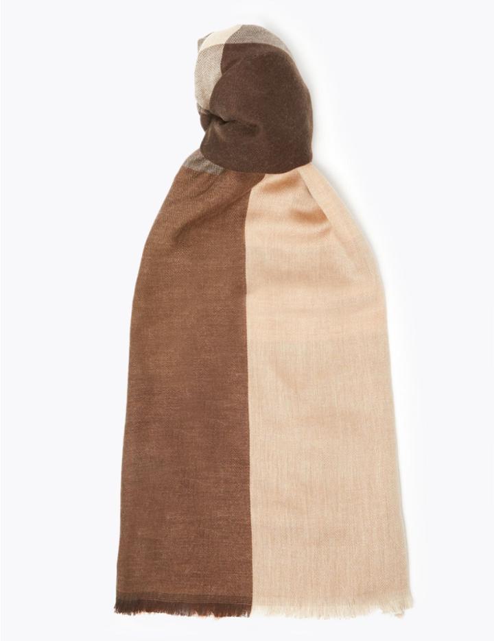 Marks & Spencer Checked Scarf Brown Mix