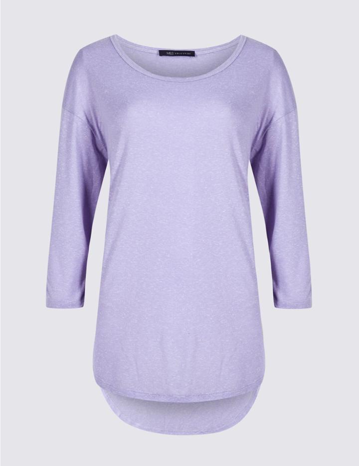 Marks & Spencer Round Neck Long Sleeve Top Medium Lilac