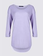 Marks & Spencer Round Neck Long Sleeve Top Medium Lilac