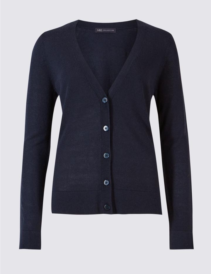 Marks & Spencer Long Sleeve Cardigan Navy