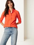 Marks & Spencer Pure Cotton Long Sleeve Shirt Orange
