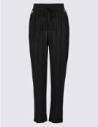 Marks & Spencer Embroidered Crinckle Peg Trousers Black Mix