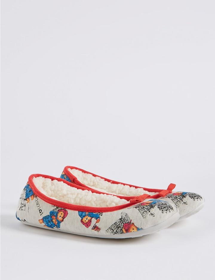Marks & Spencer Paddington Ballerina Slippers White Mix