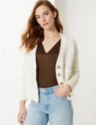 Marks & Spencer Petite Textured V-neck Cardigan Medium Cream