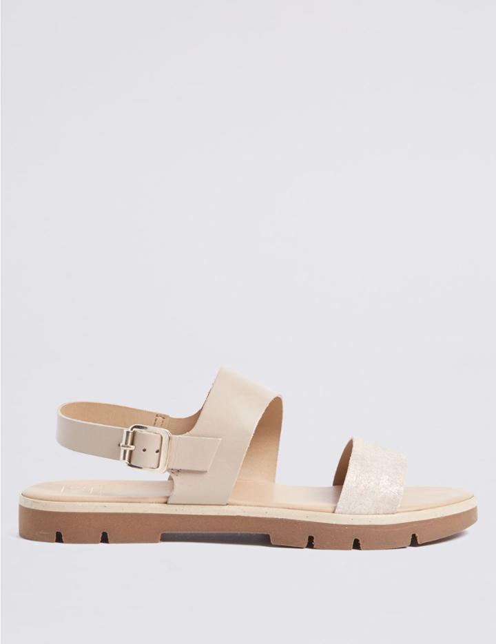 Marks & Spencer Leather Two Band Sandals Neutral