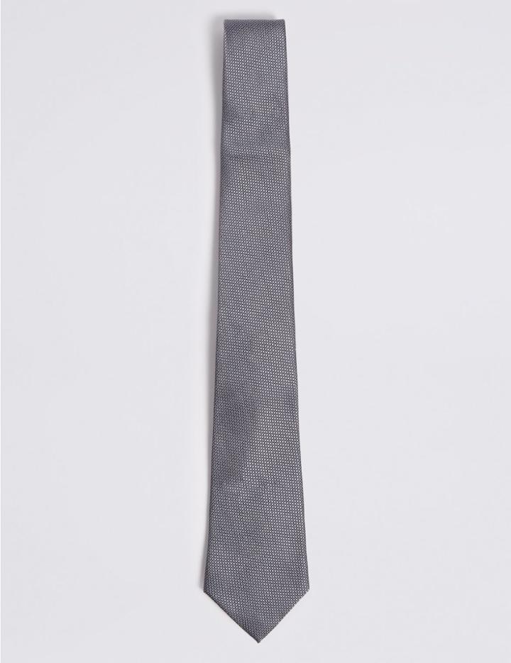Marks & Spencer Pure Silk Textured Tie Pewter