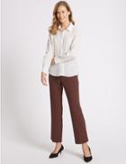 Marks & Spencer Elastic Back Cropped Straight Leg Trousers Chocolate