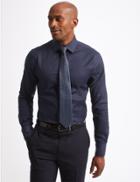 Marks & Spencer Pure Cotton Twill Slim Fit Shirt Navy