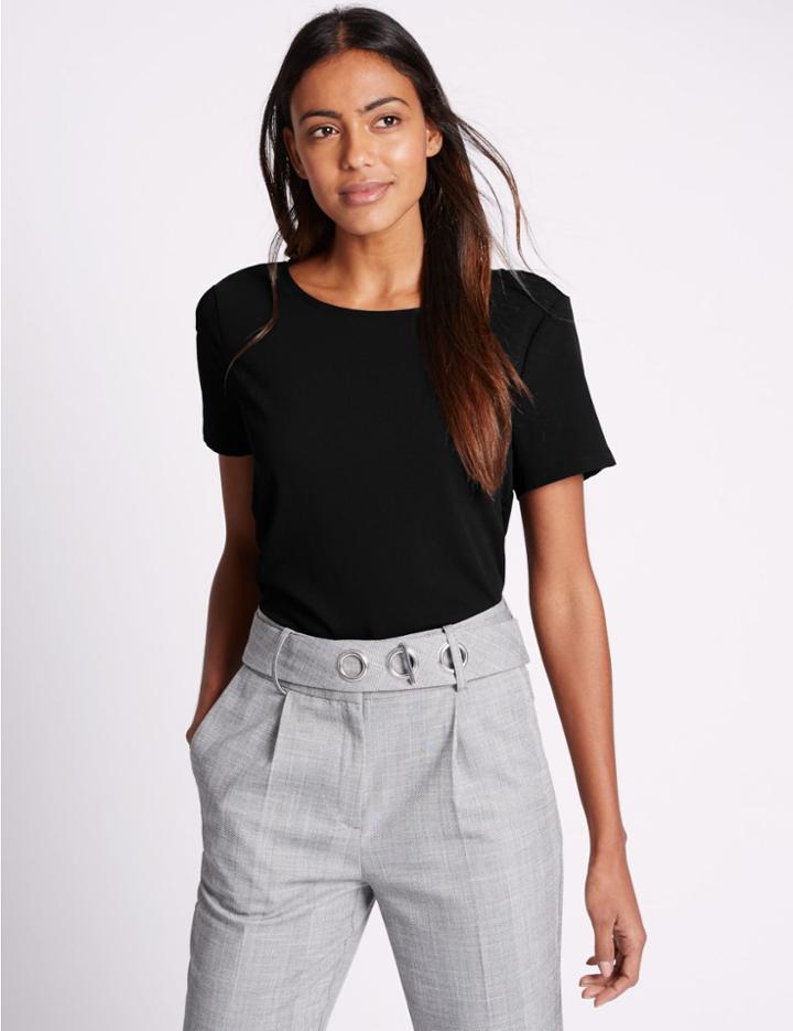 Marks & Spencer Short Sleeve Jersey Top Black
