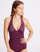 Marks & Spencer Studded Plunge Tankini Top Berry
