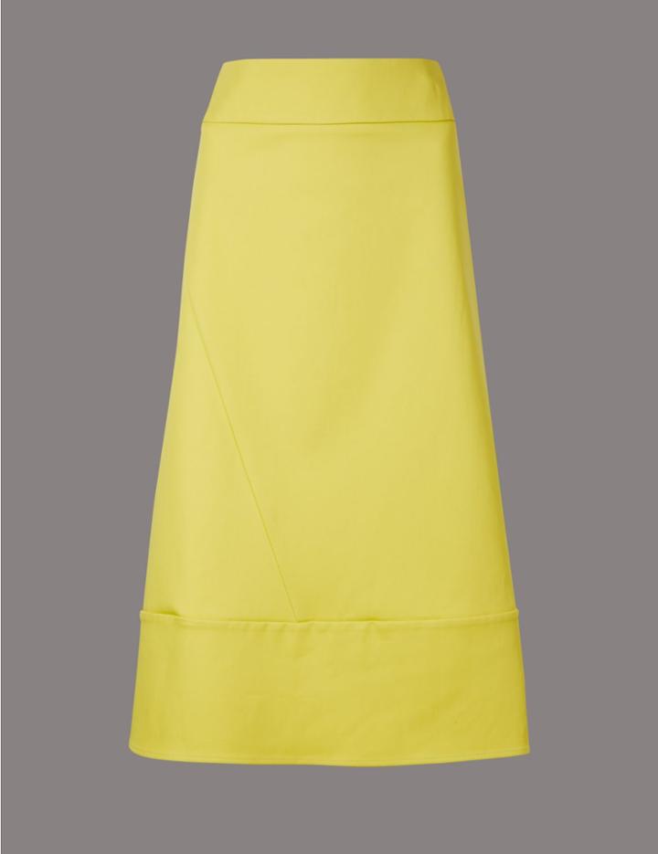 Marks & Spencer Cotton Rich A-line Midi Skirt Lime