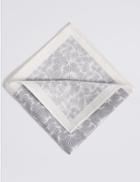 Marks & Spencer Pure Silk Floral Print Pocket Square Light Grey Mix