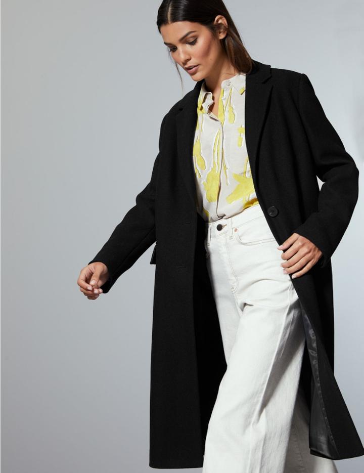 Marks & Spencer Wool Rich Single Breasted Coat With Cashmere Black