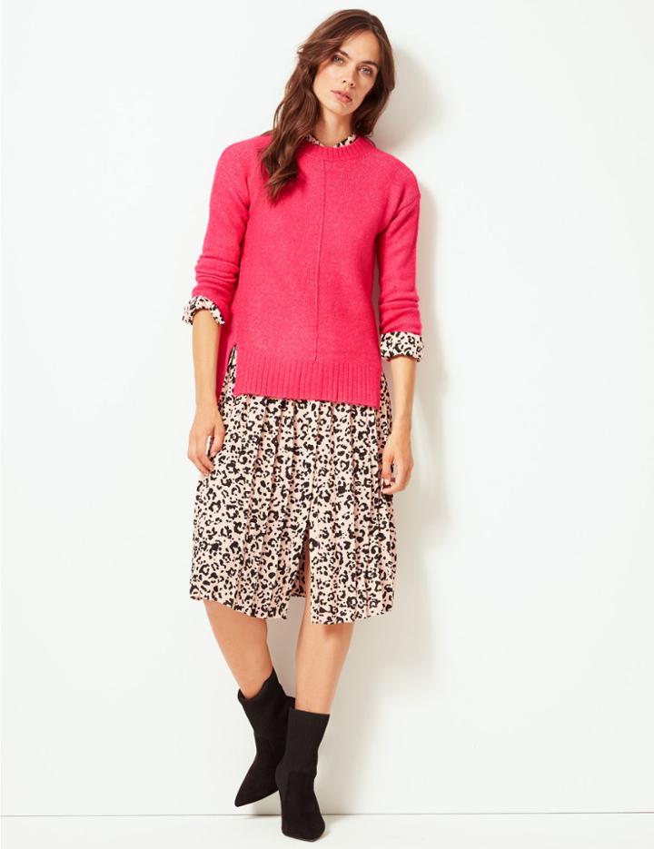 Marks & Spencer Relaxed Supersoft Round Neck Jumper Cerise